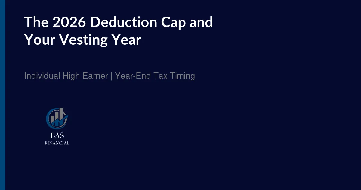 A year-end calendar with December marked, beside a checklist of charitable gift and state-tax-payment timing decisions.