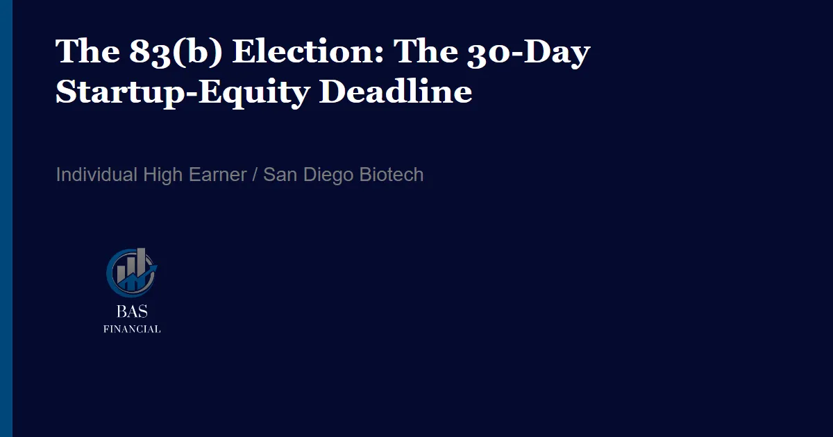 Calendar marked with a 30-day countdown next to restricted stock grant paperwork for a San Diego biotech employee