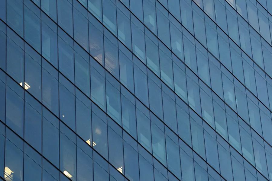 Glass facade of a modern office building